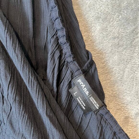 Prana Fernie Jumpsuit Black Halter Neck Elastic Waist Pockets Athleisure Large - Picture 4 of 6